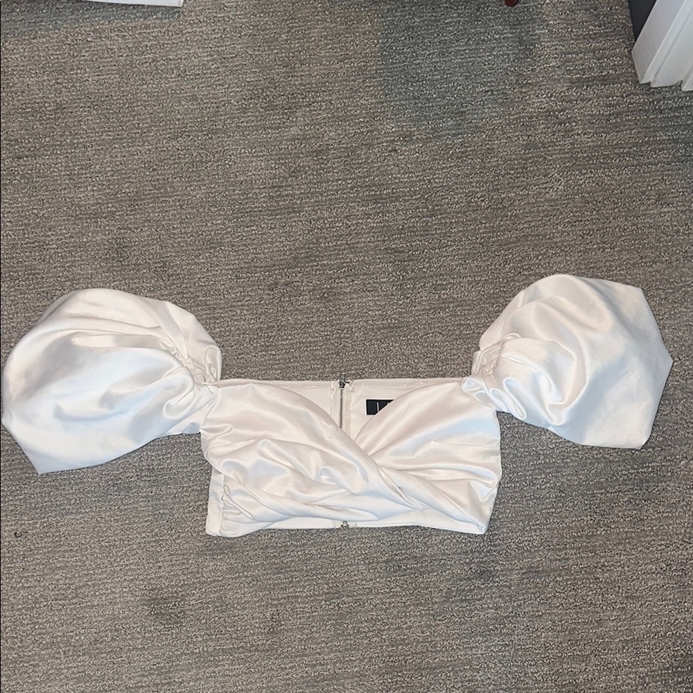 Lulus White Puff Sleeve Top Size:S
